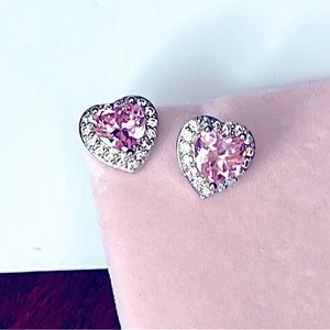 𝅺PINK Sapphire Halo Studs | 18K white gold